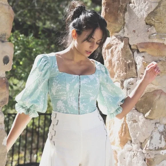 NWT Jill Renee Springfield Corset Bustier floral print cottagecore blouse top - Picture 4 of 15